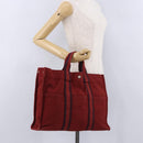 HERMES Fourre Tout MM Hand Bag Canvas Red Silver Auth BA14300-21