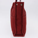 HERMES Fourre Tout MM Hand Bag Canvas Red Silver Auth BA14300-5
