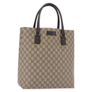 GUCCI GG Supreme Hand Bag PVC Beige Silver 131220 Auth BA14302-1