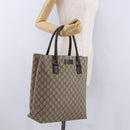 GUCCI GG Supreme Hand Bag PVC Beige Silver 131220 Auth BA14302-22
