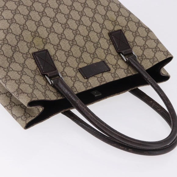 GUCCI GG Supreme Hand Bag PVC Beige Silver 131220 Auth BA14302