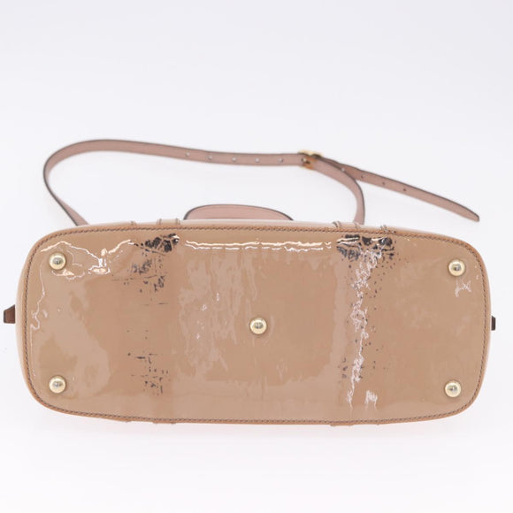 GUCCI Micro GG Canvas Hand Bag Patent leather 2way Pink Gold 309617 Auth BA14304