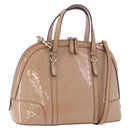GUCCI Micro GG Canvas Hand Bag Patent leather 2way Pink Gold 309617 Auth BA14304-1