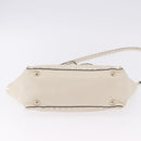 VALENTINO Hand Bag Leather 2way White Gold Auth BA14307-5