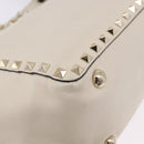 VALENTINO Hand Bag Leather 2way White Gold Auth BA14307-10