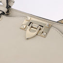 VALENTINO Hand Bag Leather 2way White Gold Auth BA14307-19