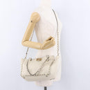 VALENTINO Hand Bag Leather 2way White Gold Auth BA14307-25