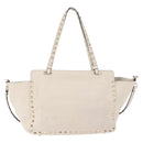 VALENTINO Hand Bag Leather 2way White Gold Auth BA14307-2