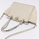 VALENTINO Hand Bag Leather 2way White Gold Auth BA14307-6