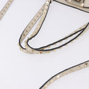 VALENTINO Hand Bag Leather 2way White Gold Auth BA14307-7