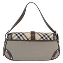 BURBERRY Nova Check Hand Bag Nylon Beige Silver Auth BA14309A-3