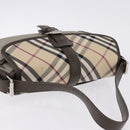 BURBERRY Nova Check Hand Bag Nylon Beige Silver Auth BA14309A-7