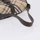 BURBERRY Nova Check Hand Bag Nylon Beige Silver Auth BA14309A-8