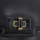GUCCI Shoulder Bag Leather Black Gold Auth BA14311-14