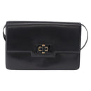 GUCCI Shoulder Bag Leather Black Gold Auth BA14311-2