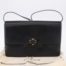 GUCCI Shoulder Bag Leather Black Gold Auth BA14311-26