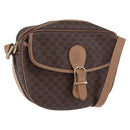CELINE Macadam Canvas Shoulder Bag PVC Leather Brown Gold Auth BA14313-1
