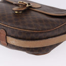 CELINE Macadam Canvas Shoulder Bag PVC Leather Brown Gold Auth BA14313-11