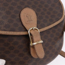 CELINE Macadam Canvas Shoulder Bag PVC Leather Brown Gold Auth BA14313-14