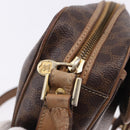 CELINE Macadam Canvas Shoulder Bag PVC Leather Brown Gold Auth BA14313-15