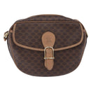 CELINE Macadam Canvas Shoulder Bag PVC Leather Brown Gold Auth BA14313-2