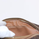 CELINE Macadam Canvas Shoulder Bag PVC Leather Brown Gold Auth BA14313-23
