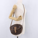 CELINE Macadam Canvas Shoulder Bag PVC Leather Brown Gold Auth BA14313-25