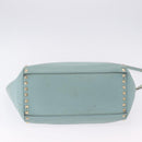 VALENTINO Hand Bag Leather 2way Light Blue Gold Auth BA14317-5