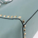 VALENTINO Hand Bag Leather 2way Light Blue Gold Auth BA14317-9