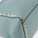 VALENTINO Hand Bag Leather 2way Light Blue Gold Auth BA14317-17