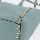 VALENTINO Hand Bag Leather 2way Light Blue Gold Auth BA14317-18