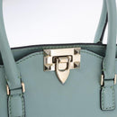 VALENTINO Hand Bag Leather 2way Light Blue Gold Auth BA14317-20