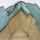 VALENTINO Hand Bag Leather 2way Light Blue Gold Auth BA14317-22