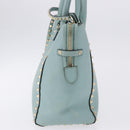 VALENTINO Hand Bag Leather 2way Light Blue Gold Auth BA14317-3
