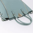 VALENTINO Hand Bag Leather 2way Light Blue Gold Auth BA14317-6
