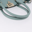 VALENTINO Hand Bag Leather 2way Light Blue Gold Auth BA14317-7