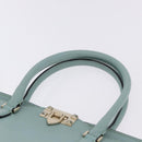 VALENTINO Hand Bag Leather 2way Light Blue Gold Auth BA14317-14