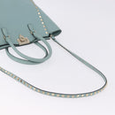 VALENTINO Hand Bag Leather 2way Light Blue Gold Auth BA14317-8