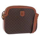 CELINE Macadam Canvas Shoulder Bag PVC Leather Brown Gold Auth BA14318-1