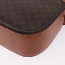 CELINE Macadam Canvas Shoulder Bag PVC Leather Brown Gold Auth BA14318-16