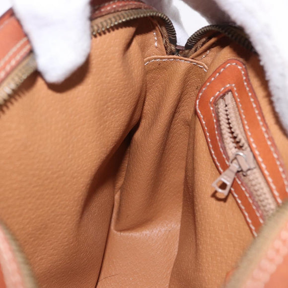 CELINE Macadam Canvas Shoulder Bag PVC Leather Brown Gold Auth BA14318