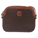 CELINE Macadam Canvas Shoulder Bag PVC Leather Brown Gold Auth BA14318-13