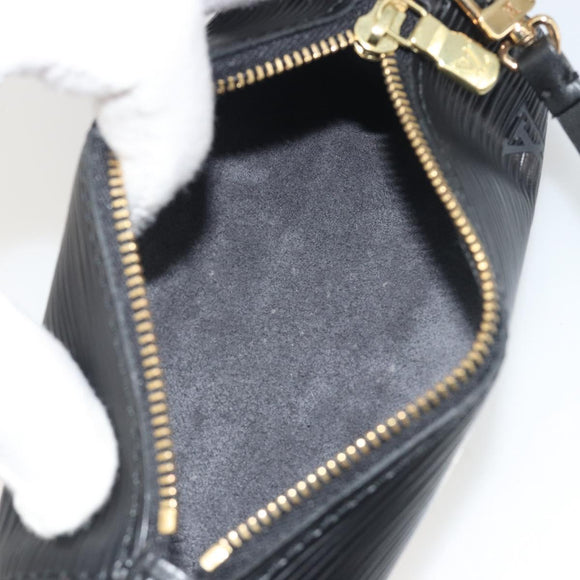 LOUIS VUITTON Epi Soufflot Pouch Black LV Auth BA14322
