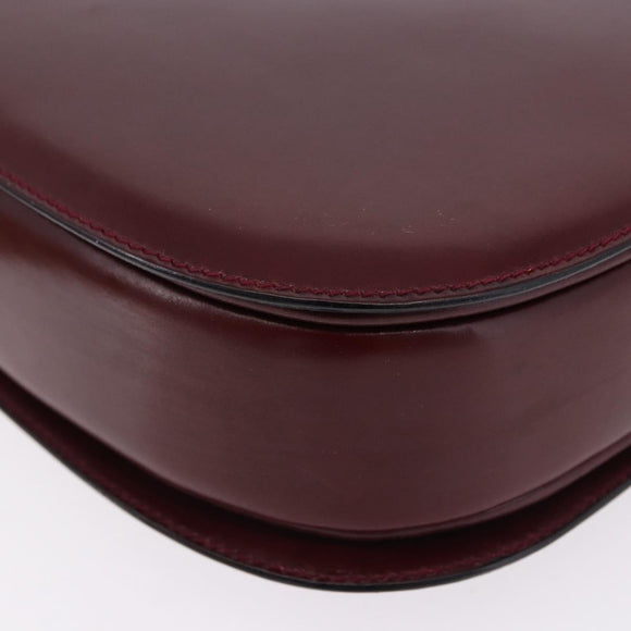 GUCCI Shoulder Bag Leather Bordeaux Gold Auth BA14323A