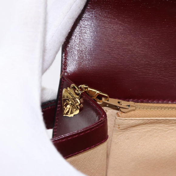 GUCCI Shoulder Bag Leather Bordeaux Gold Auth BA14323A