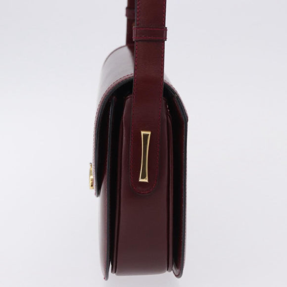 GUCCI Shoulder Bag Leather Bordeaux Gold Auth BA14323A
