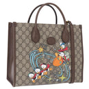 GUCCI GG Supreme Donald duck Hand Bag PVC 2way Beige Gold 648134 Auth BA14327M-1