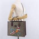 GUCCI GG Supreme Donald duck Hand Bag PVC 2way Beige Gold 648134 Auth BA14327M-28