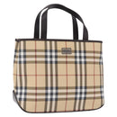 BURBERRY Nova Check Hand Bag PVC Beige Auth BA14329A-1