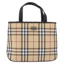 BURBERRY Nova Check Hand Bag PVC Beige Auth BA14329A-13